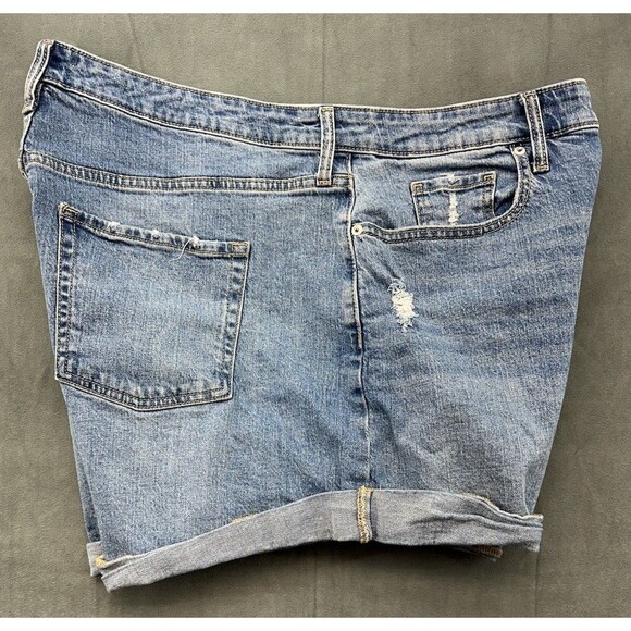 Wild Fable Juniors 17 R Super High Rise Rolled Cuff Jean Shorts Blue Medium Wash - Picture 4 of 12